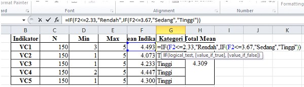 Fungsi if pada Excell
