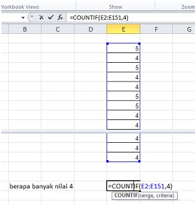 Fungsi COUNTIF pada Excell